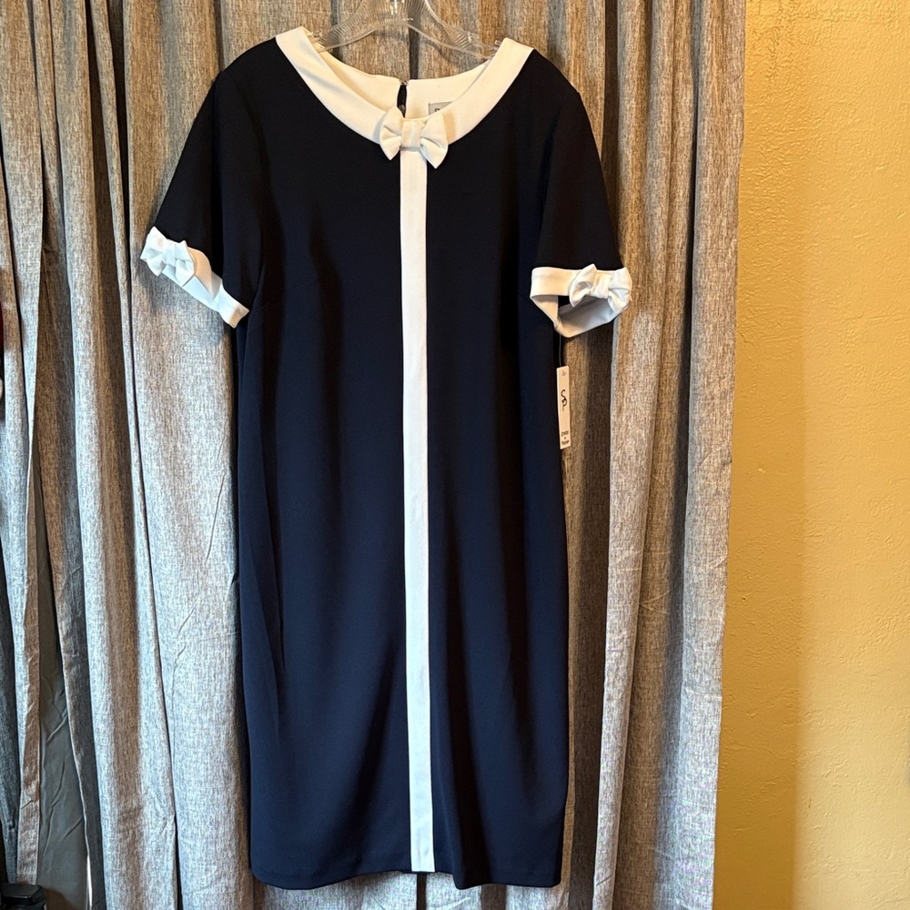 Shelby & Palmer Black and White Bow Midi Dress